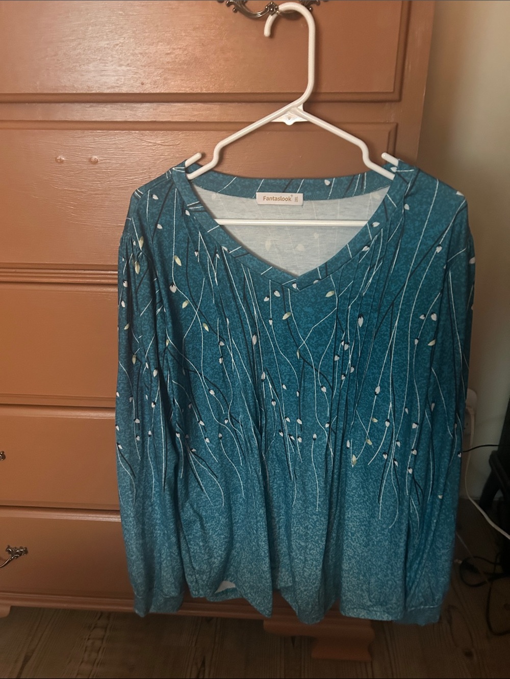 Fantaslook Teal V-Neck Blouse